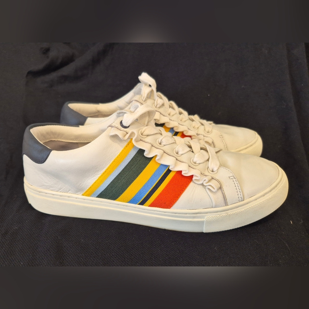 TORY Burch  Ruffle & Striped Women’s 8.5 Sneakers Lace Up - Picture 3 of 10